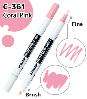 DELETER NEOPIKO-Color Coral Pink (C-361) Alcohol-based Dual Tipped Marker