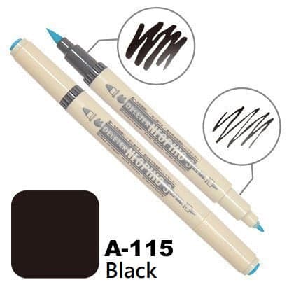 DELETER Neopiko 3 Black (A-115) Dual-tipped Water-based Fabric Marker