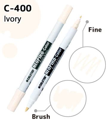 DELETER NEOPIKO-Color Ivory (C-400) Alcohol-based Dual Tipped Marker