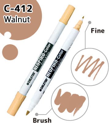 DELETER NEOPIKO-Color Walnut (C-412) Alcohol-based Dual Tipped Marker